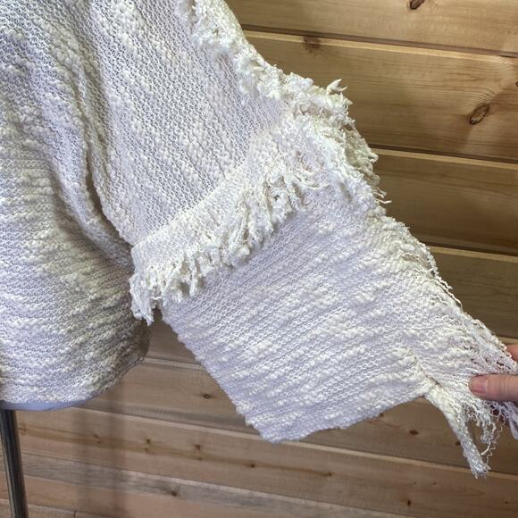 Misa Los Angeles Cotton Linen Open Cardigan Fringe Shag Sweater Size Small - Picture 3 of 9